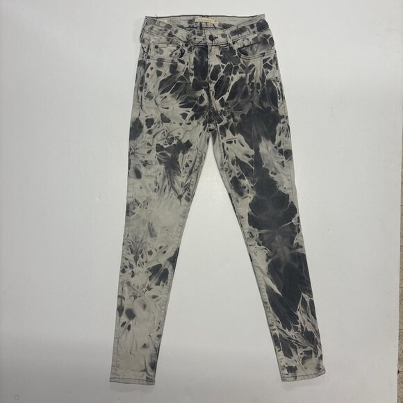 Levi Jeans 721 Womens 28 Black Bleached High Rise Acid Wash Punk Grunge - Picture 5 of 11